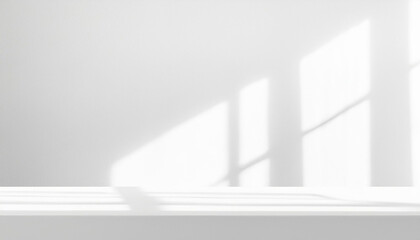 Fototapeta premium 白い壁 自然光 影 日差し 背景画像 Generative AI