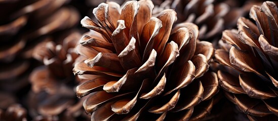 A close up image of a pine cone with plenty of copy space