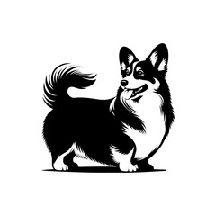 Pembroke Welsh Corgi Vector Silhouette - Elegance and Playful Spirit of this Beloved Canine Companion- Pembroke Welsh Corgi Illustration- Minimalist Pembroke Welsh Corgi  Vector.