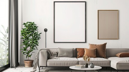 Frame mockup PSD  ,  Free frame mockup for living room wall