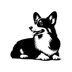 Pembroke Welsh Corgi Vector Silhouette - Elegance and Playful Spirit of this Beloved Canine Companion- Pembroke Welsh Corgi Illustration- Minimalist Pembroke Welsh Corgi  Vector.