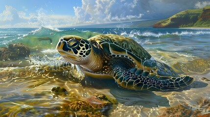 Obraz premium Peaceful Beach Landscape for a Refreshing and Relaxing Getaway