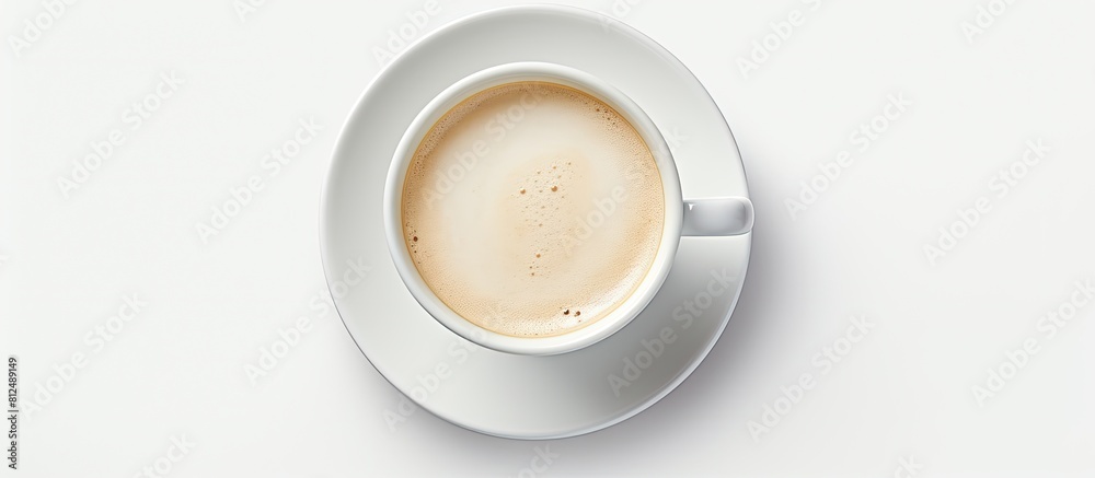 Aufkleber a cup of coffee with creamer and sugar on a white background perfect for copy space image
