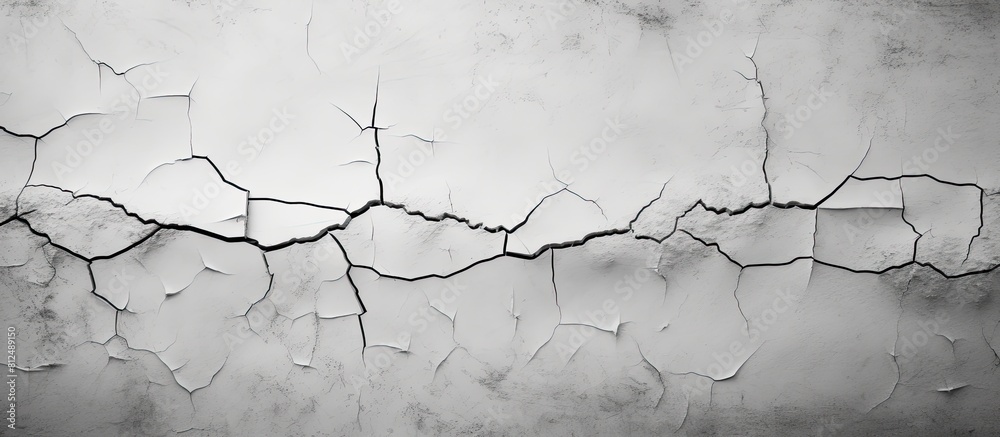 Poster cracked concrete wall with a black and white texture as a background for copy space image
