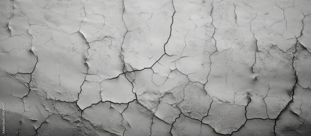 Poster cracked concrete wall with a black and white texture as a background for copy space image