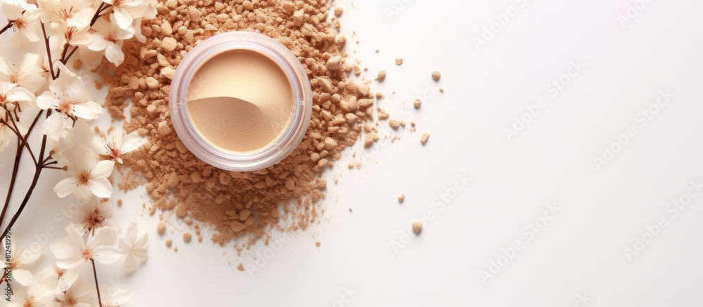 Poster top view of a decorative cosmetics concept for achieving a natural even skin tone a makeup foundatio