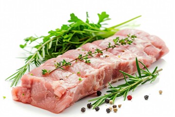 Pork loin, uncooked meat, isolated on white