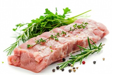 Fototapeta premium Pork loin, uncooked meat, isolated on white