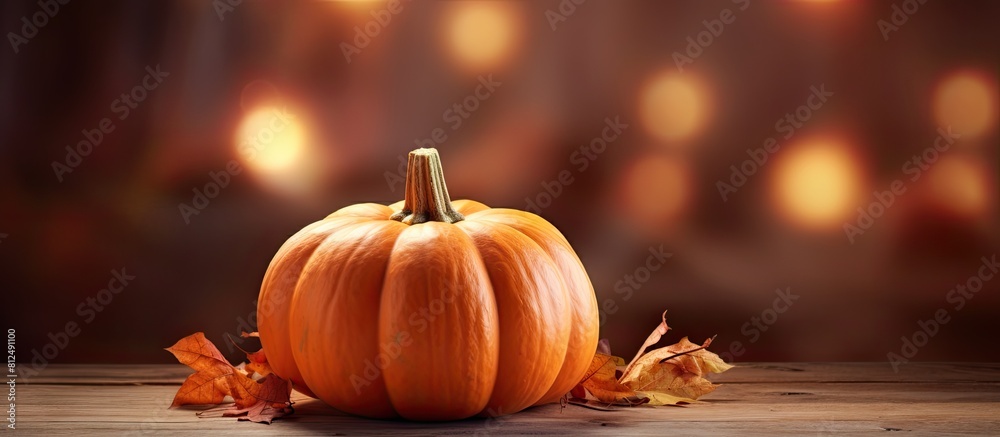 Poster the pumpkin emits a soft warm glow creating an enchanting ambiance copy space image