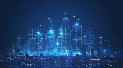 Sci-fi futuristic neon city of skyscrapers cityscape with space and light effect. Modern hi-tech, science, futuristic technology concept. Abstract digital high tech city design for banner background