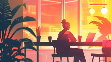 Minimalist Art Amidst Creative Buzz in a Bustling Coworking Space