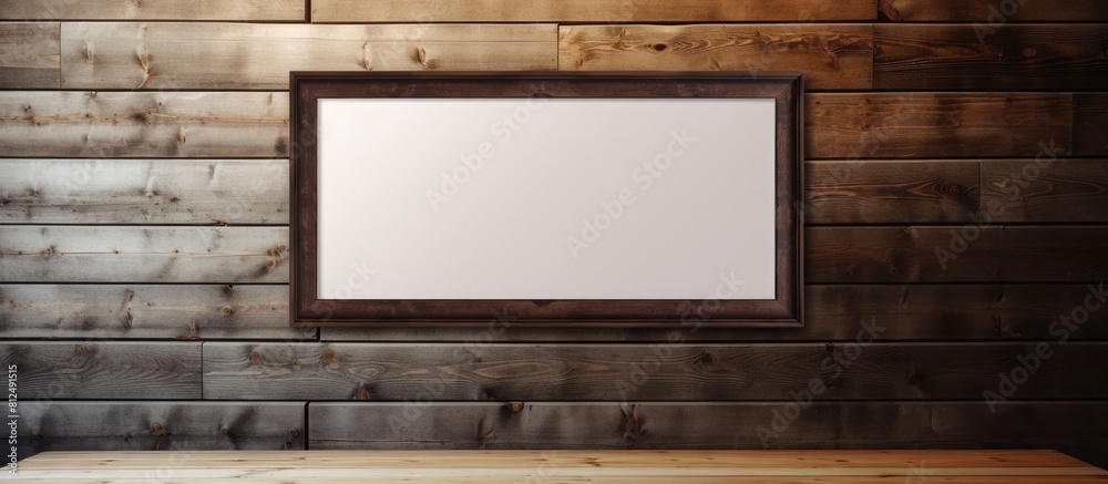 Aufkleber a mockup of a picture frame design featuring an empty photo placed on a wooden background providing 