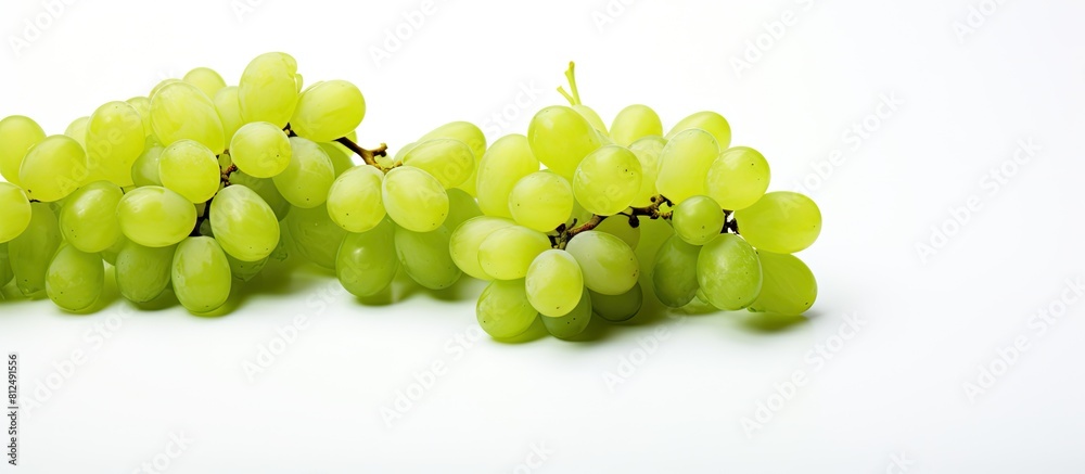Poster a copy space image featuring green grapes on a white background