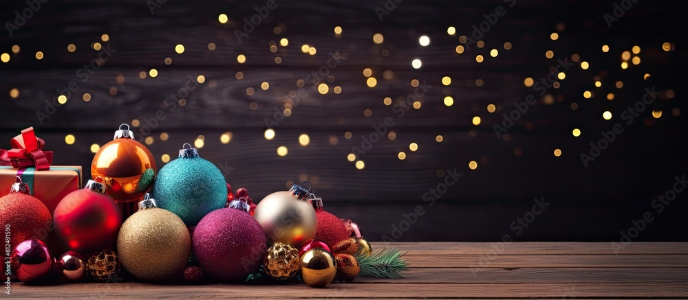 Aufkleber a festive christmas background featuring assorted decorations gift boxes and colorful ornaments arra