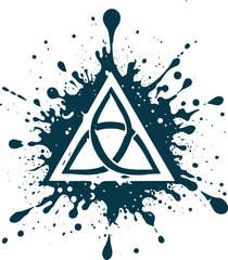 Triquetra in the middle of the triangle which is inside the vlksa with splashes