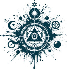 Masonic symbol of the all-seeing eye in vectno stencil abstraction