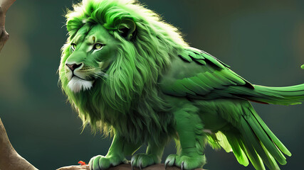 green lion bird