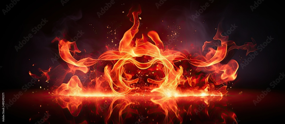 Poster a fiery representation of the euro currency symbol in the form of burning flames copy space image