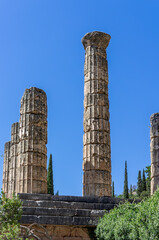 Ruins of Apollo temple in Delphi, Greece
