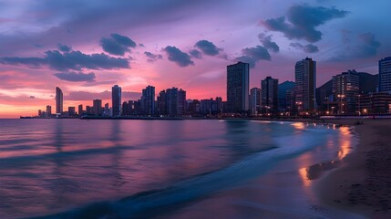 Fototapeta premium city skyline at sunset