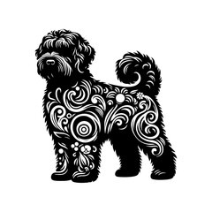 Portuguese Water Dog Vector Silhouette - Capturing this Aquatically Proficient Canine Companion- Portuguese Water Dog Illustration- Minimalist Portuguese Water Dog vector.
