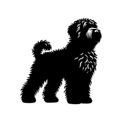Portuguese Water Dog Vector Silhouette - Capturing this Aquatically Proficient Canine Companion- Portuguese Water Dog Illustration- Minimalist Portuguese Water Dog vector.
