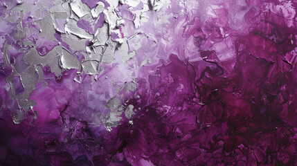 Deep plum and frosty silver modern abstract painting, alcohol ink with textured oil paint.