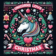 A colorful unicorn with a heart and flowers image art photo attractive harmony illustrator.