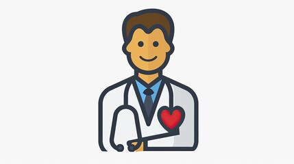 Fototapeta premium A cartoon doctor holding a heart