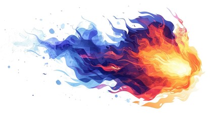 Obraz premium A colorful fire with blue, red, and yellow flames
