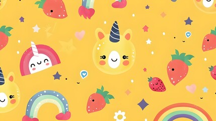 Naklejka premium seamless repeat pattern of fresh fruit