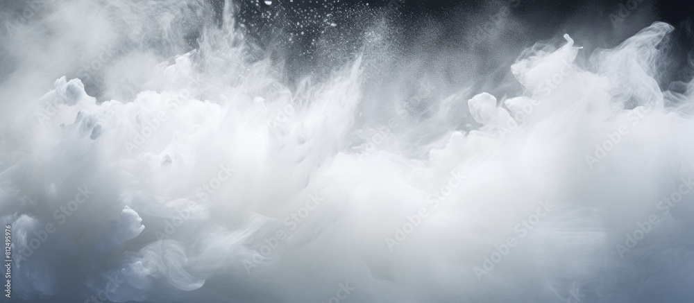 Poster In this copy space image a dynamic burst of white powder is frozen in motion creating an abstract and captivating background