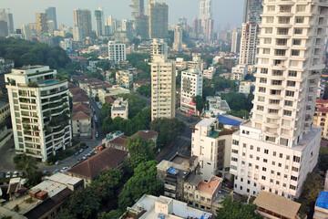 Obraz premium Aerial view, Chowpatty, Girgaon, Mumbai, Maharashtra, India, Asi