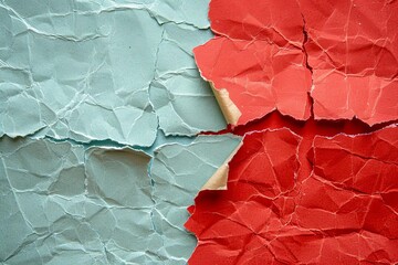 Illustrate a conceptual image of a torn red paper, highlighting the contrast between the vibrant red and the blank white space for versatile usage