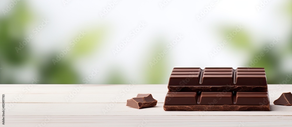 Aufkleber a copy space image of chocolate on a pristine white wooden table