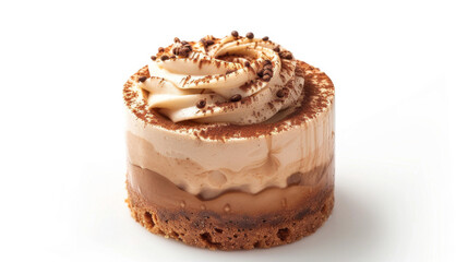 Dalgona Coffee Cake isolated on white background. Macchiato cake. Latte cake. Coffee cake. Dessert.