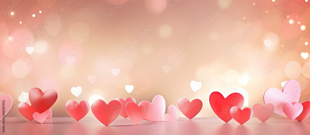 Poster copy space image of a valentine s day background adorned with hearts