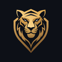 black Golden Aura Unique roaring tiger face, front view, club Logo Vector Radiating Luxury and Refinement", premium style logo, elegant vector logo, consistency in each shape, perfect logo