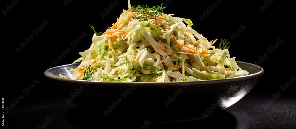 Aufkleber a copy space image shows coleslaw placed on a black background highlighting its details and textures