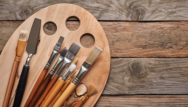 Artistry Unleashed: Oil Art Masterclass Template with Rustic Wooden Background"