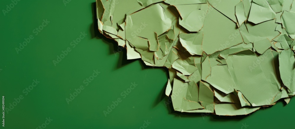 Aufkleber recycled torn cardboard piece with a copy space image isolated on a vibrant green background