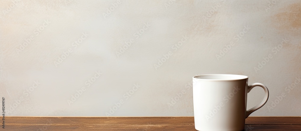 Poster a vintage inspired image showcasing a white cup perfect for savoring coffee or tea with ample empty 