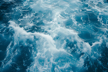 Top view on blue ocean waves. Nature background.
