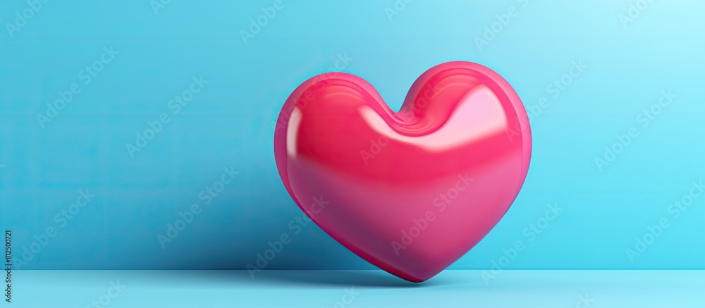 Fototapete A red heart is placed on a vibrant pink and blue background creating a visually striking image with ample copy space The concept behind the image revolves around health and donating