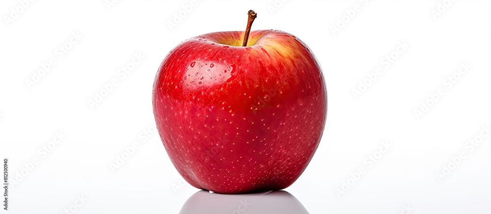 Poster A red apple is shown in isolation on a white background with ample space around it for copy or other images