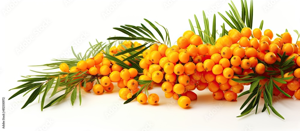 Poster the sea buckthorn is shown in a copy space image on a white background