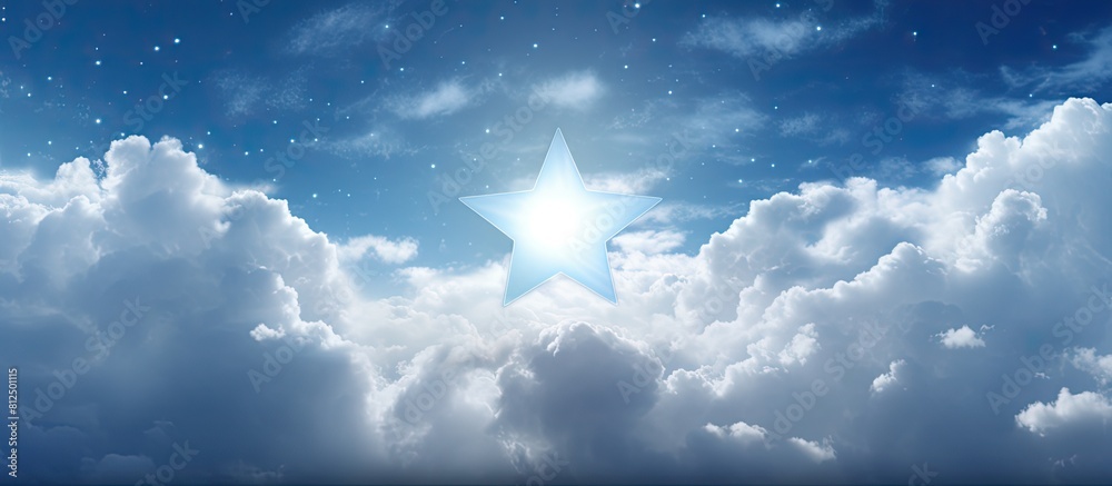 Aufkleber The word star is written against a backdrop of a cloud filled sky The image features ample empty space for text