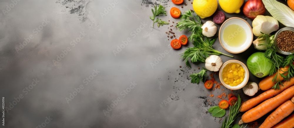 Poster this is a top view image featuring a healthy artichoke dinner made with olive oil potatoes carrots a