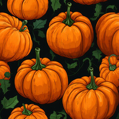 Pumpkin seamless pattern, the beauty of design knows no bounds. Can be used as a variety of graphics resources - obrazy, fototapety, plakaty