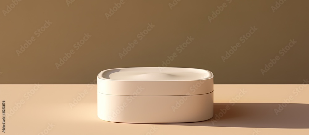 Poster mock up plastic container for cream gel or lotion with hard shadows on a beige background beauty pro